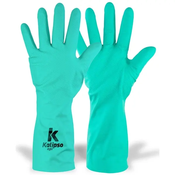 Luva De Proteção Nitrílica Kalipso KA-03 Cor verde Sem Forro Interno Modelo 50-008 CA 50695