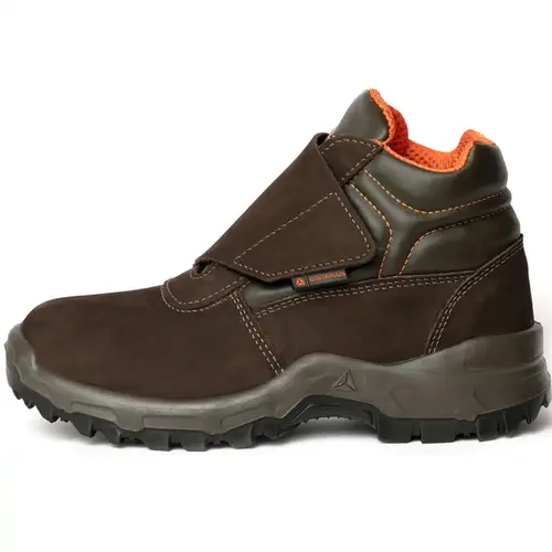 Bota de Segurança Delta Plus Vitória OB SRA Couro Marrom Nobuck e Velcro Bico de PVC CA 35437