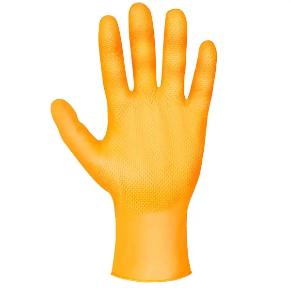 Luva Nitrílica Sensiflex Grip Danny DA-90.600 Textura Antiderrapante Ambidestra Com 50 Unidades Cor laranja CA  50744