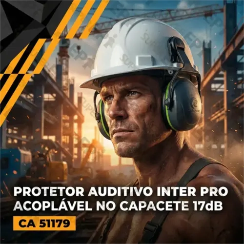 Protetor Auditivo Tipo Concha 17db Inter Pro Camper 800218 Modelo Para Acoplar no Capacete Avant CA 51179