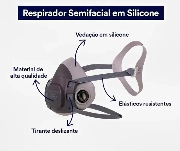 Kit Respirador Para Serviços Gerais Protec Face Completo Com Cartuchos Vo + GA e Filtros Pronto Para Uso CA  48816