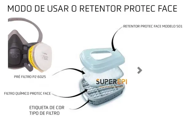 Retentor Para Filtro P2 6025 Protec Face Compatível Com as Máscaras 7600 e 7800 - Vendido Por Unidade