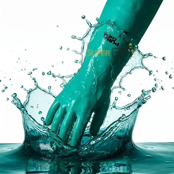 Luva Nitrílica Cano Longo 46CM Next Safety Purachem Longa Premium 11.400 Alta Resistência Química CA 51128