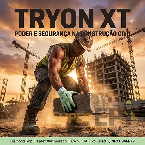 Luva de Segurança TRYON XT Next Safety com Revestimento em Látex Vulcanizado Tipo Corrugado na Palma CA 51139