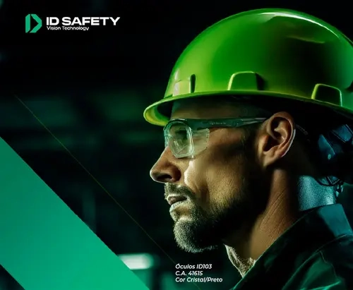 Óculos De Proteção Id Safety ID 103 Tamanho 56 Preto Cristal Permite Lentes de Grau CA 41615