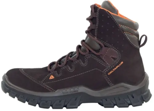 Bota de Segurança Nobuck Delta Plus RIO II OB SRC Marrom e Laranja Bico Pvc Resistente à Água CA 45485