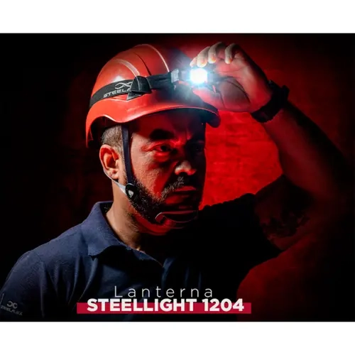 Lanterna Para Capacete Steelflex Steellight 1204 STF-CPTA44617 Com 2 Leds Branco e Vermelho e