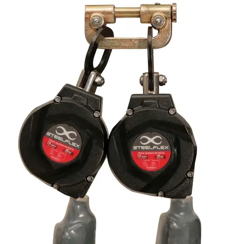 Trava Quedas Retrátil Duplo Steelflex Para Baixas Alturas 1,8 Metros Em Fita Dyneema Anticorte STF-CQTQ0172T