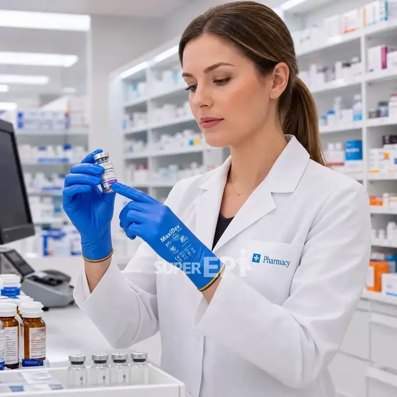 Luva ATG MaxiDex Virosan 74000 Nitrilica Barreira Viral Certificada ISO 374-5 CA 51747