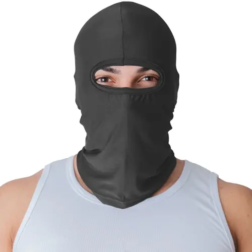 Capuz Balaclava Com Proteção UV 50+ EM Poliéster Preto Tecido leve e Respirável