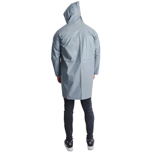 Capa de Chuva em Pvc Maicol Cor Cinza Com Capuz e Fechamento Com Botões Gramatura 0.30 CA 28191
