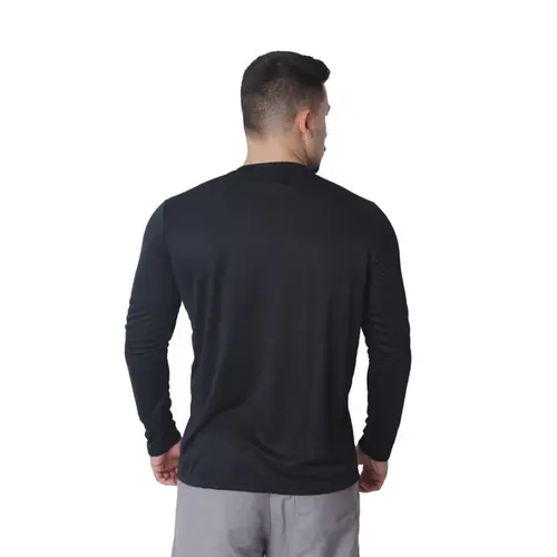 Camiseta de Manga Longa Proteção UV50 + Em Poliéster na Cor Preta Leve E Confortável