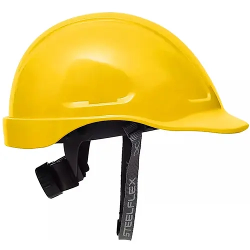Capacete Steelflex Turtle Amarelo CPCT10101 com Aba Frontal, Suspensão, Catraca e Jugular Ca35983