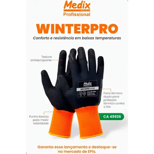 Luva de Segurança Winterpro Medix Para Baixa Temperatura Com Duplo Forro Impermeável CA 49.926