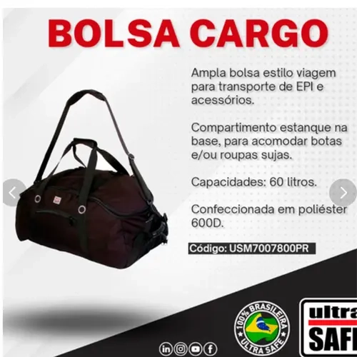 Bolsa Ultra Safe Cargo 60 Litros Para Transporte de Epi e Acessórios Código USM7007800PR
