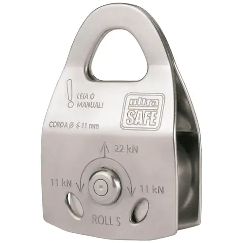 Polia Simples Ultra Safe Roll S  Em Aço Inox Para Uso em Corda até 11mm Código USP400840100