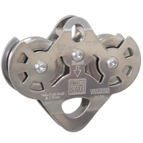 Polia Dupla Twister Ultra Safe Em Aço Inox Para Corda Até 13MM Ou Cabo de Aço USP400880000