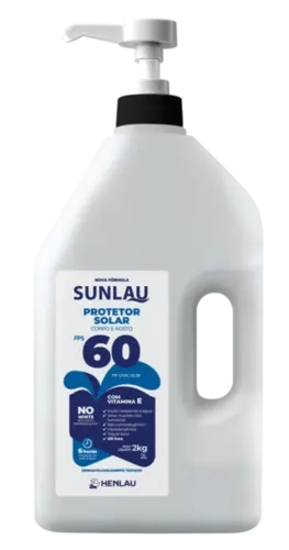 Protetor Solar Sunlau Marca Henlau Fator 60 Sem Repelente Frasco 2 kG/LT