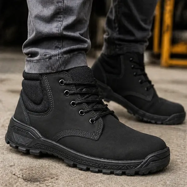 Bota de Segurança Wonder Work Bico de Pvc Preta Couro Nobuck Solado de Borracha CA 52609