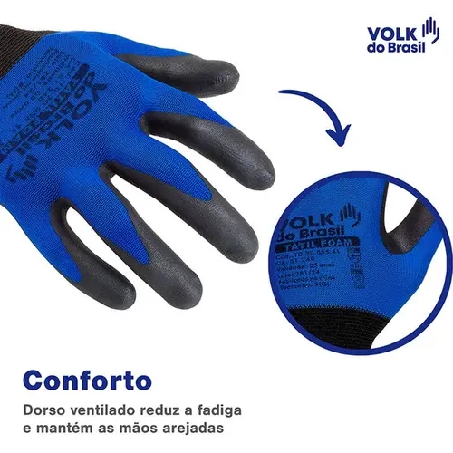 Luva Volk Tátil Com Banho Nitrílico Foam na Palma  Ca 51248