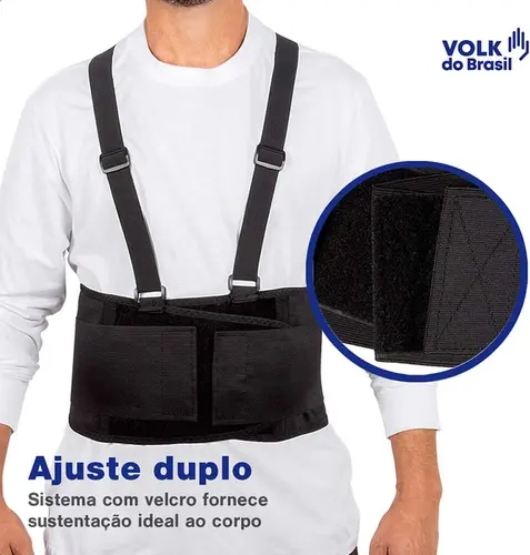 Cinta Ergonômica Volk Black Belt Comfort  Elástico Reforçado e Costuras Resistentes