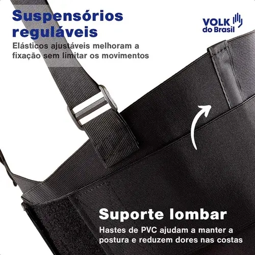 Cinta Ergonômica Volk Black Belt Comfort  Elástico Reforçado e Costuras Resistentes