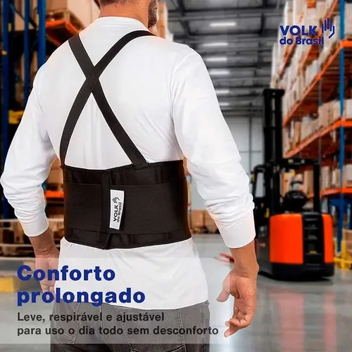 Cinta Ergonômica Volk Black Belt Comfort  Elástico Reforçado e Costuras Resistentes