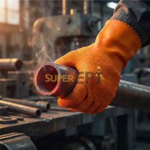 Luva de Segurança Super Orange Látex Corrugado Térmica e Química CA 33778 (S-ORANGE-N)