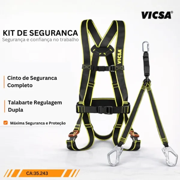 Kit Cinturão Paraquedista Vicsa VIC-20113 Com Talabarte Duplo em Y VIC-23604 CA 51098