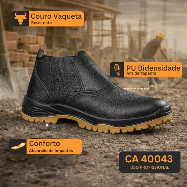 Botina Segurança Crival em Couro e Bico de Pvc Modelo CP080 CA 40043