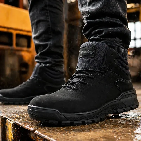 Bota de Segurança Wonder Impact Bico de Pvc Preta Couro Nobuck CA 52609