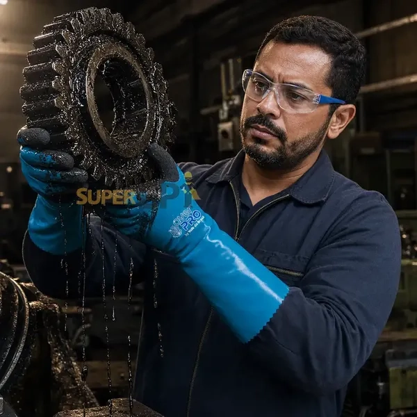 Luva Overpro Chemtech Volk do Brasil Proteção Química Mecânica Térmica Borracha Nitrílica Antiderrapante CA 47.809 EN 388 EN 407 ISO 374-1 Tipo A Cód 10.66.472.43