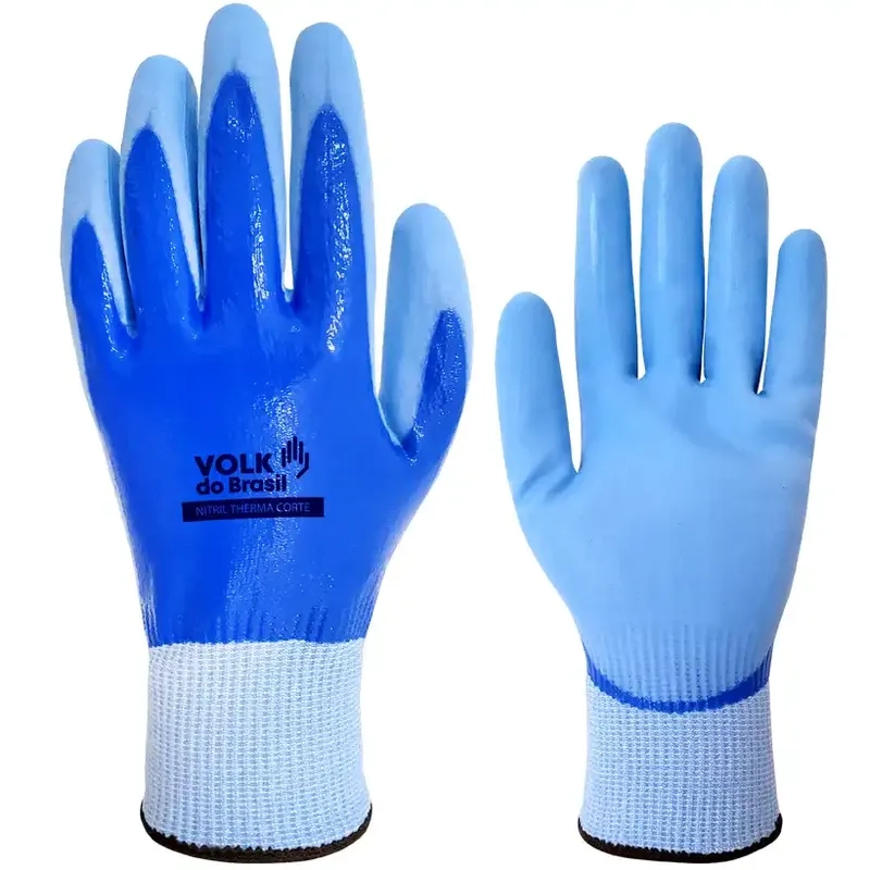 Luva Volk Nitril Therma Corte 10.18.473.14 Anticorte Nível F Frio FDA Frigorífico Azul CA 51184