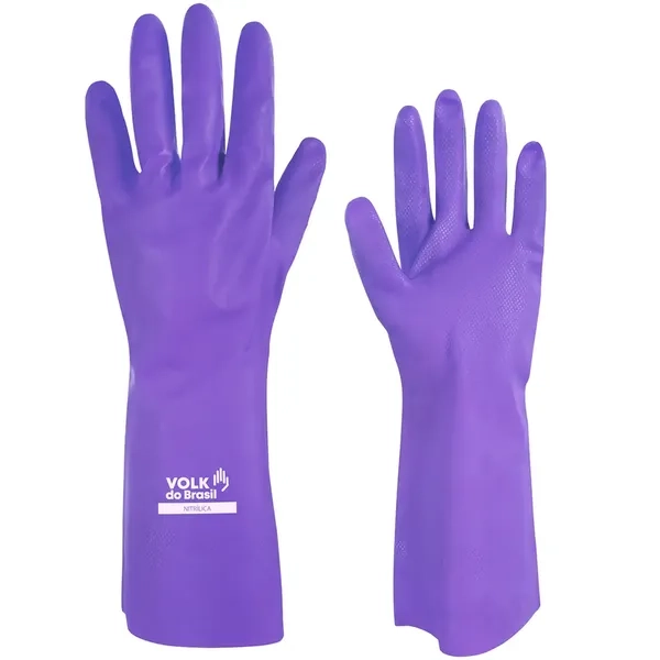 Luva Nitrílica Sem Forro Lilás Volk - Química Tipo B JKOPT Biológica - Grip Diamante - Clorinada - 10.65.010.21 - CA 52069