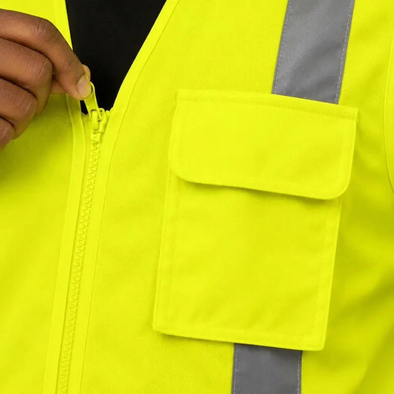 Colete Refletivo Amarelo Volk Classe 2 Com Bolso Faixas Refletivas
