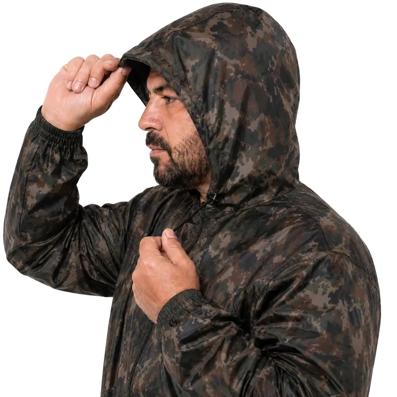 Conjunto de Chuva Nylon Pioneira 3200 Pescador Jaqueta e Calça Camuflado CA 42102 e 42104