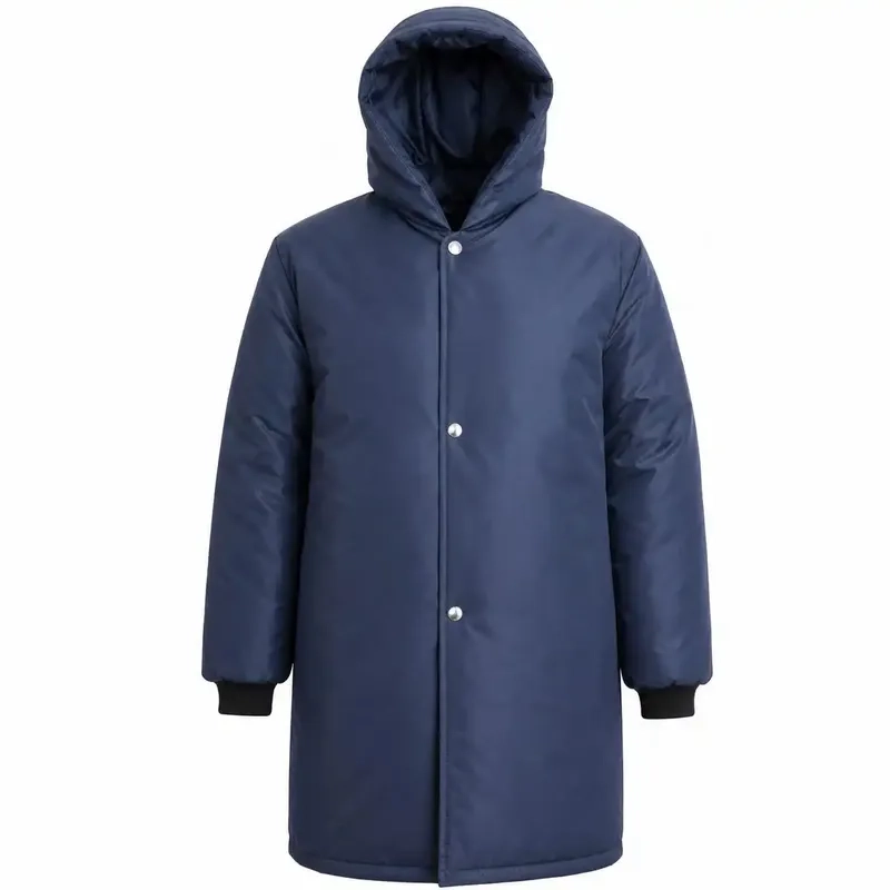 Japona Térmica Frigorífica Nylon Maicol Azul Marinho com Capuz Manta 150g/m² Proteção Contra Frio Câmara Fria CA 10975