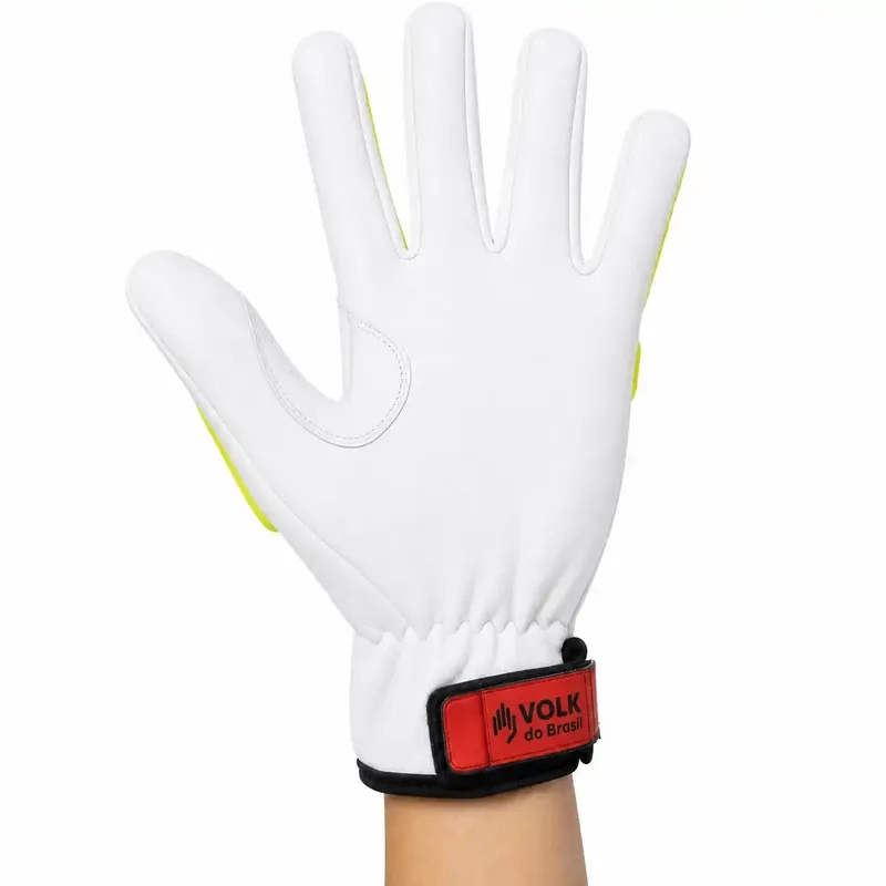 Luva Volk Impacto Goat Cinza Amarela Couro de Cabra HPPE Anticorte TDM F Impacto no Dorso CA 51382