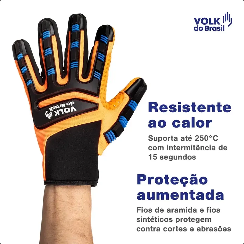Luva Volk Impacto Cut R4 10.13.066.83 Aramida Anticorte TDM F Impacto Calor 250C CA 51315