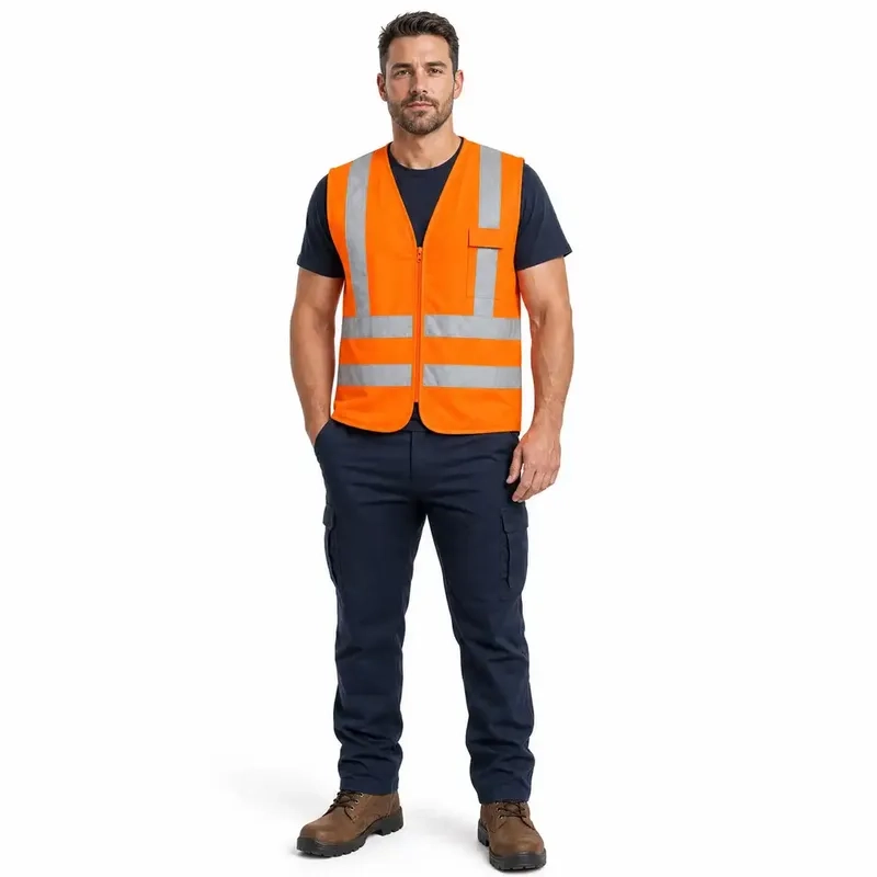 Colete Refletivo 1 Bolso Laranja Next Safety Alta Visibilidade NBR 15292 Classe 2 Zíper Cód 42.101