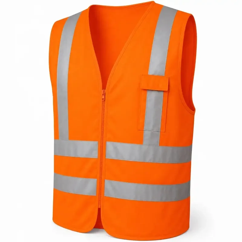 Colete Refletivo 1 Bolso Laranja Next Safety Alta Visibilidade NBR 15292 Classe 2 Zíper Cód 42.101