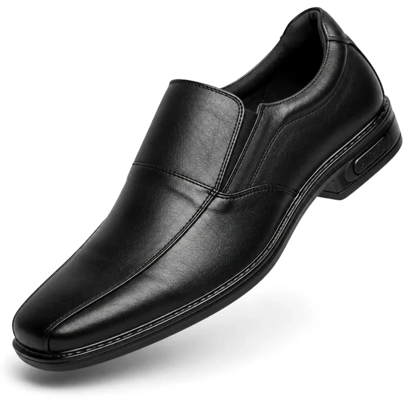 Sapato Social Masculino Couro Preto sem Cadarço para Segurança e Portaria