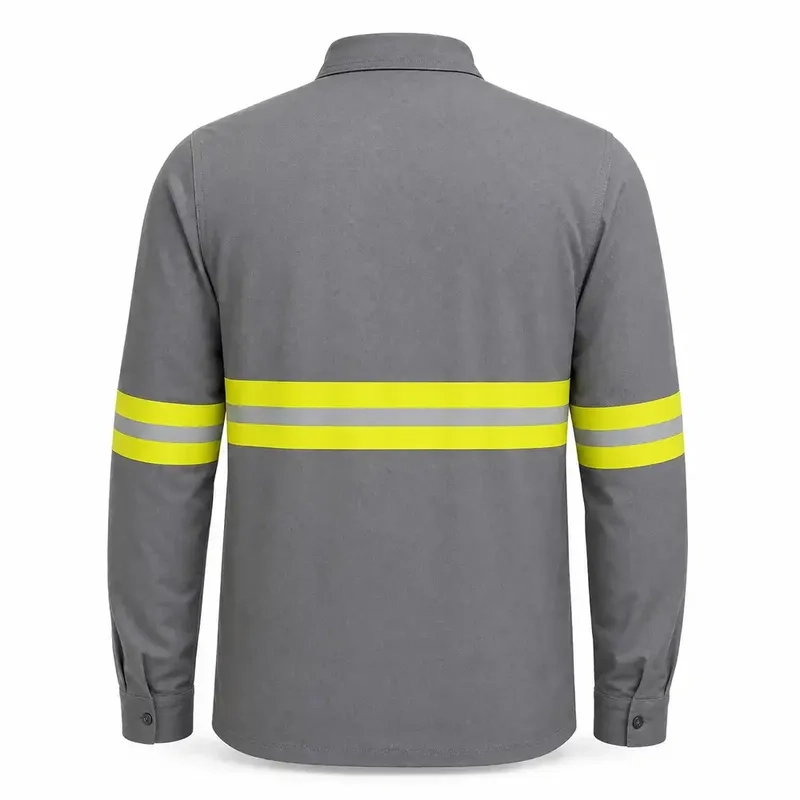 Camisa de Segurança FR Risco 2 ATPV 11 cal/cm² Arco Elétrico Fogo Repentino Cinza Mundo Linha Viva CA 50376