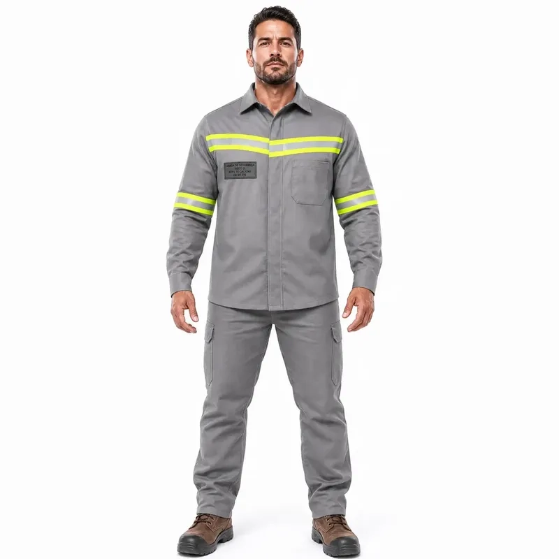 Camisa de Segurança FR Risco 2 ATPV 11 cal/cm² Arco Elétrico Fogo Repentino Cinza Mundo Linha Viva CA 50376