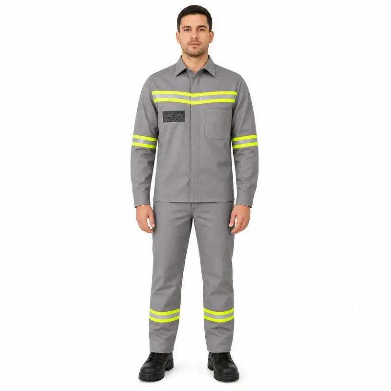 Conjunto FR Camisa e Calça Risco 2 ATPV 11 cal/cm² Arco Elétrico Cinza Mundo Linha Viva CA 50376 e 50377