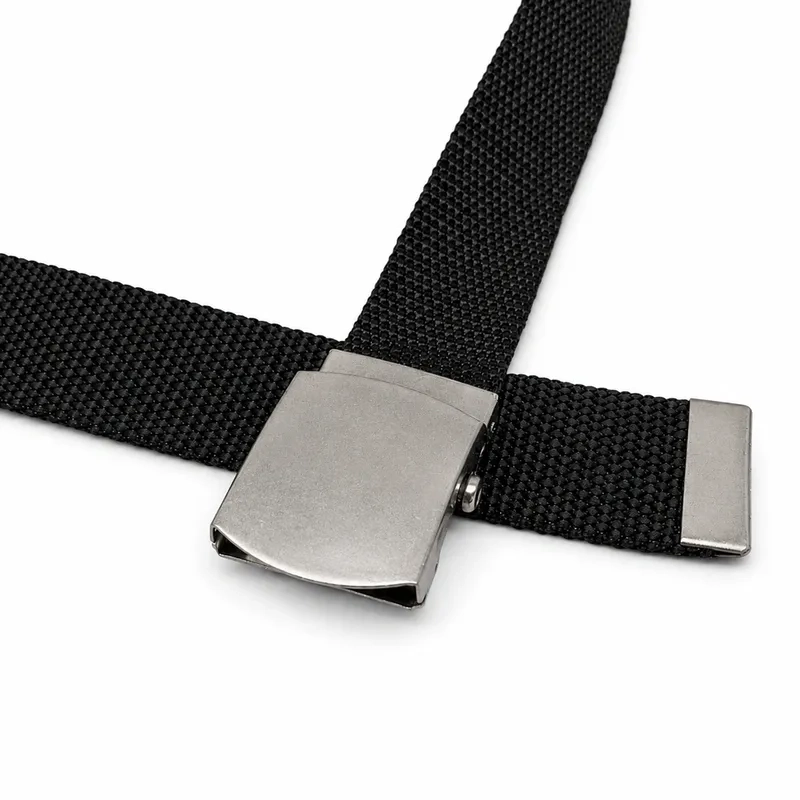 Cinto de Nylon Preto com Fivela Metálica de Engate Rápido Ajustável