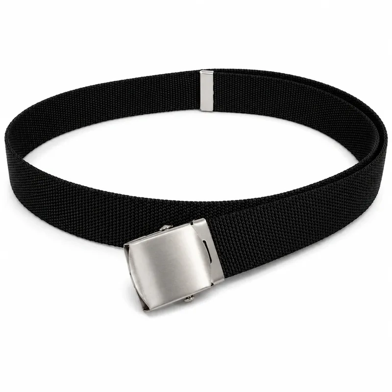 Cinto de Nylon Preto com Fivela Metálica de Engate Rápido Ajustável