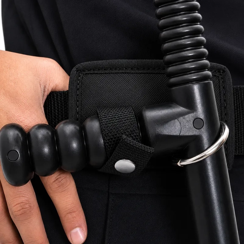 Porta Tonfa em Nylon Preto Suporte de Cintura com Anel Giratório