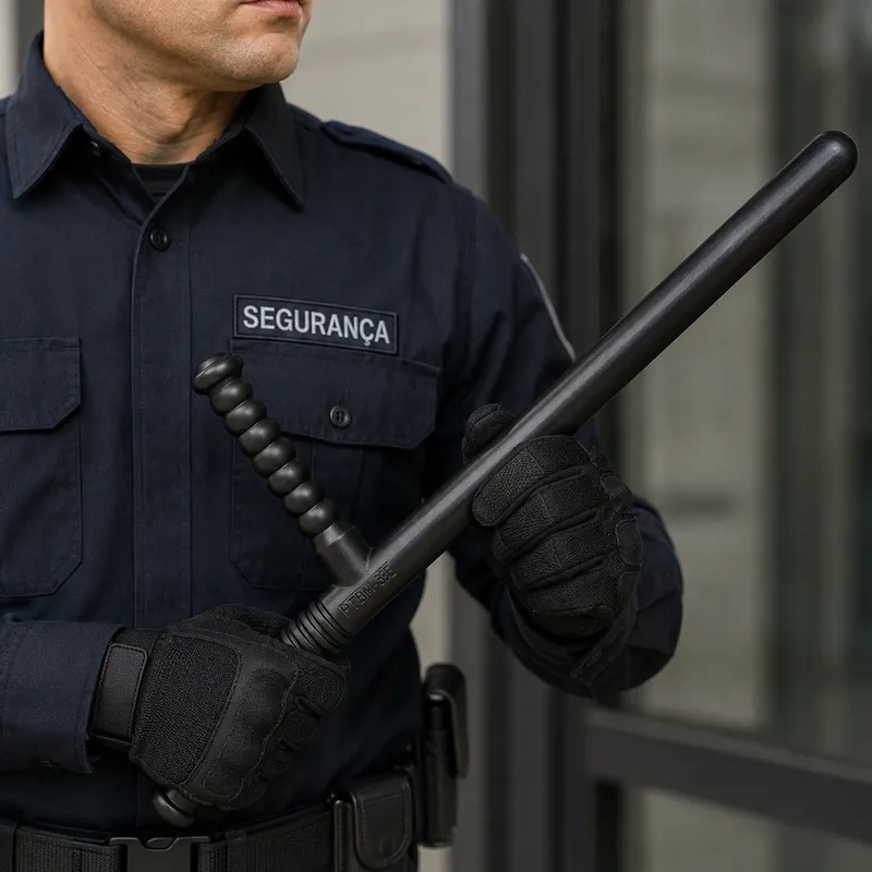 Tonfa Cassetete de Segurança Cabo Lateral Uso Profissional Vigilância