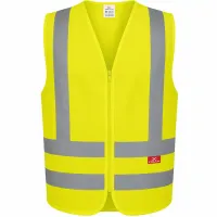 Colete Refletivo Steelflex Sem Bolso Amarelo Fluorescente Alta Visibilidade NBR 15292 Classe 2 Faixas Retrorrefletivas Zíper 100% Poliéster STF VACL90010 Linha Performance